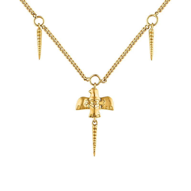 Gold plated bird necklace, J04553-02, hi-res