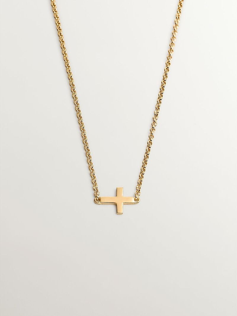 925 Silver pendant bathed in 18K yellow gold with a cross image number 0