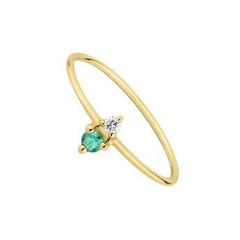 Ring in 9k yellow gold with emerald and diamond , J04978-02-EM,hi-res