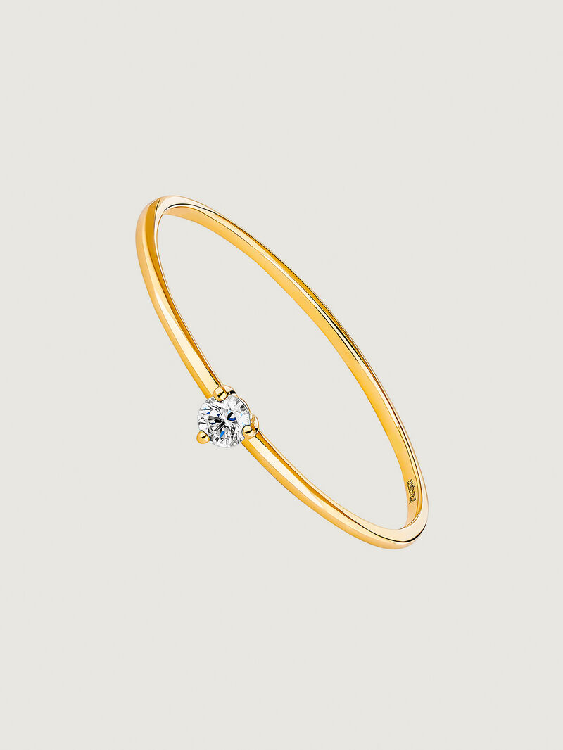 18K yellow gold solitaire ring with a 0.048cts diamond. image number 0