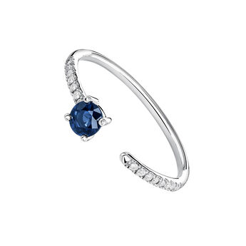 Open ring sapphire and diamonds white gold , J04064-01-BS,hi-res