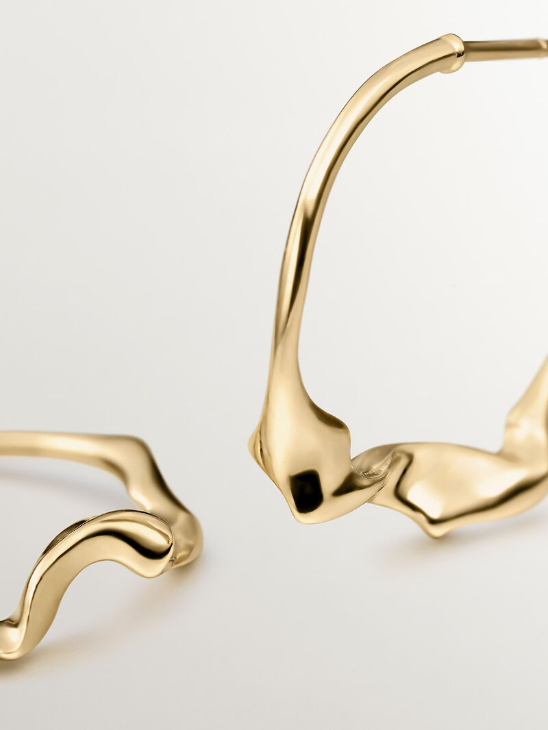 Large irregular hoop earrings made of 925 silver covered in 18K yellow gold image number 4
