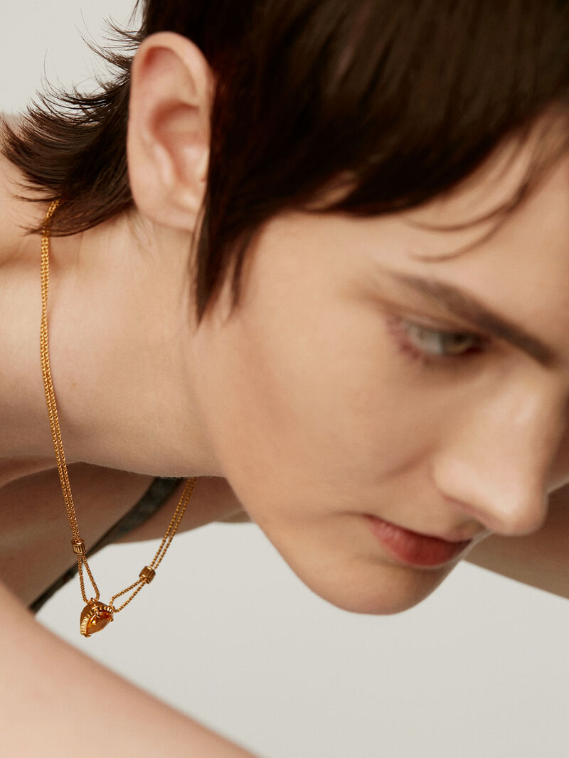 925 Silver pendant bathed in 18K yellow gold with yellow quartz image number 3