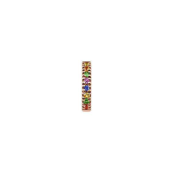 Boucle d'oreille créole pavée saphirs multicolores et tsavorite en or rose, J04333-03-MULTI-H,hi-res