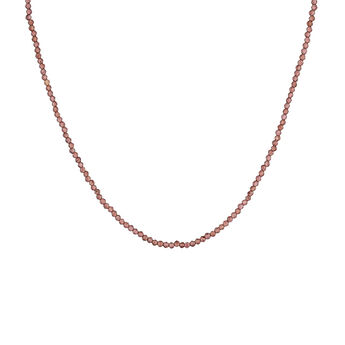 Collar de plata bañada en oro amarillo de 18kt con bolitas de rodolitas rosas, J05266-02-RO,hi-res