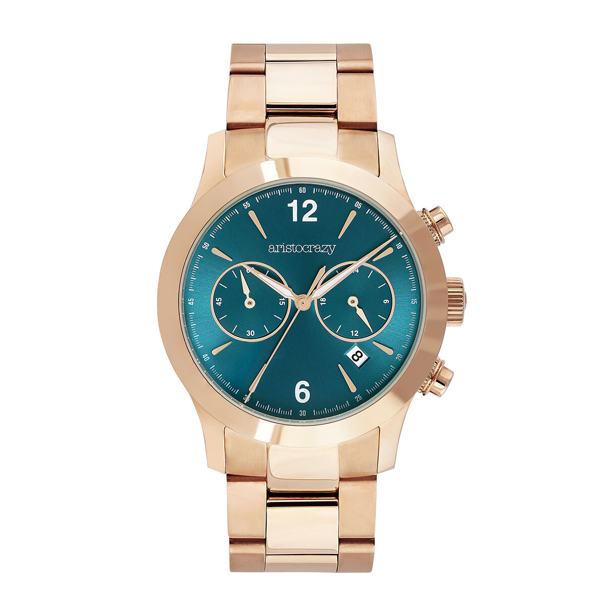 Reloj Tribeca con correa de acero rosa y esfera verde Aristocrazy
