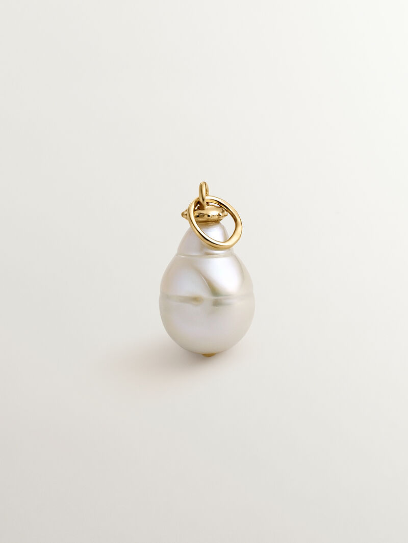18K yellow gold-plated 925 silver charm with pearl. image number 2