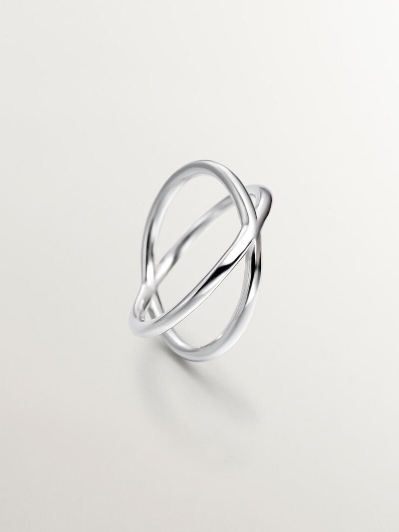 925 Silver Double Crossed Ring image number 4