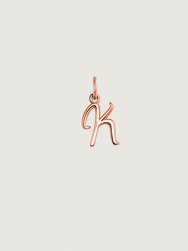 18K Rose Gold Plated 925 Silver Charm with Initial K image number 0