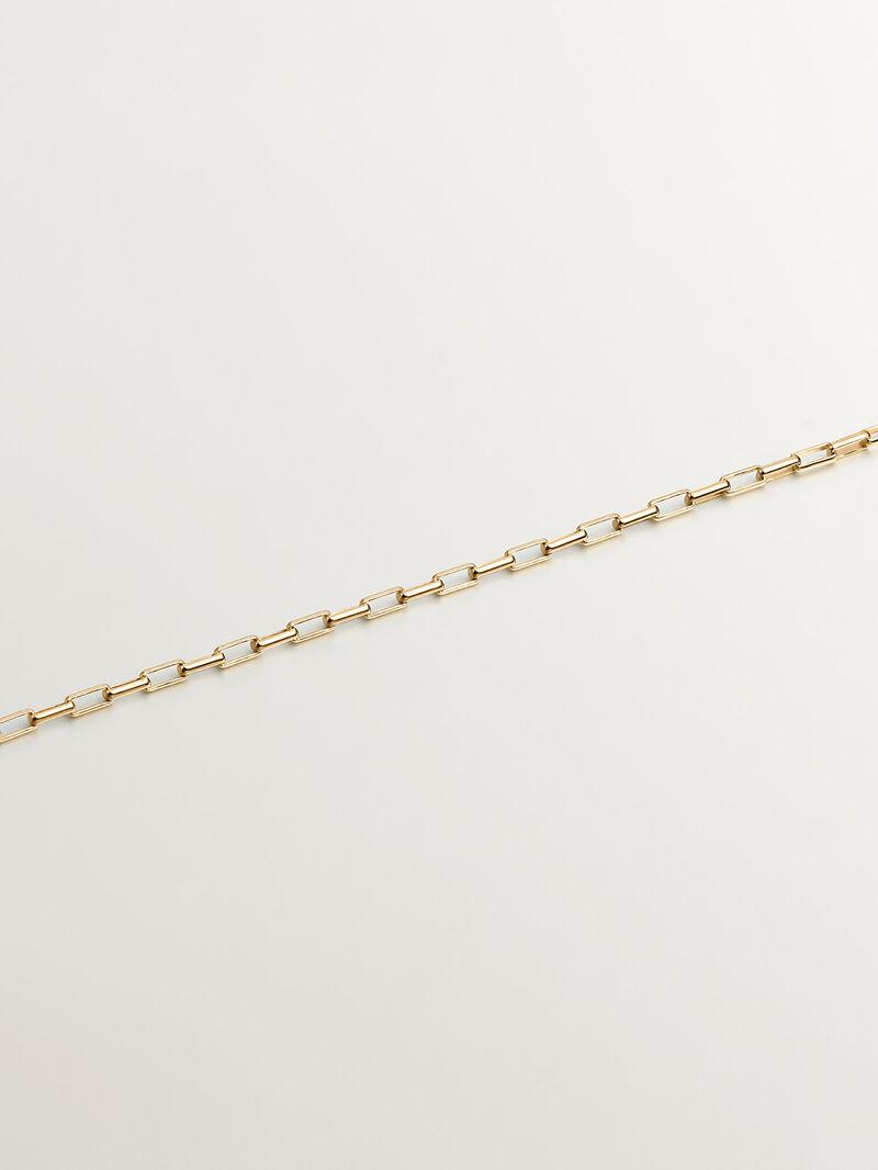 925 Silver chain bathed in 18K yellow gold with rectangular links. image number 2