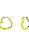 Medium heart hoop earrings in silver with yellow enamel, J05158-01-LIMENA