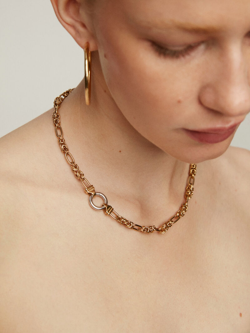 Combination link chain made of 925 silver, bathed in 18K yellow gold image number 5