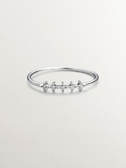Bague à cinq pierres en or blanc 9 K avec des diamants, J04495-01,hi-res