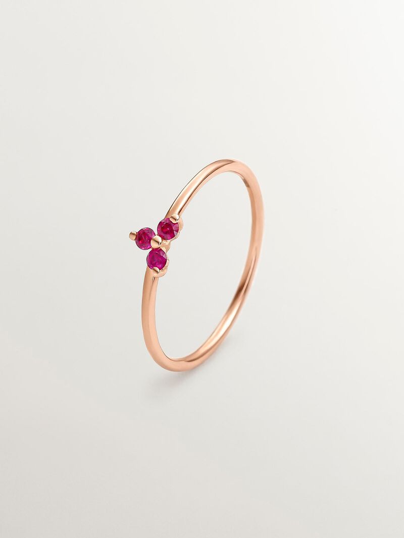 9K Rose Gold Ring with Ruby Clover image number 0