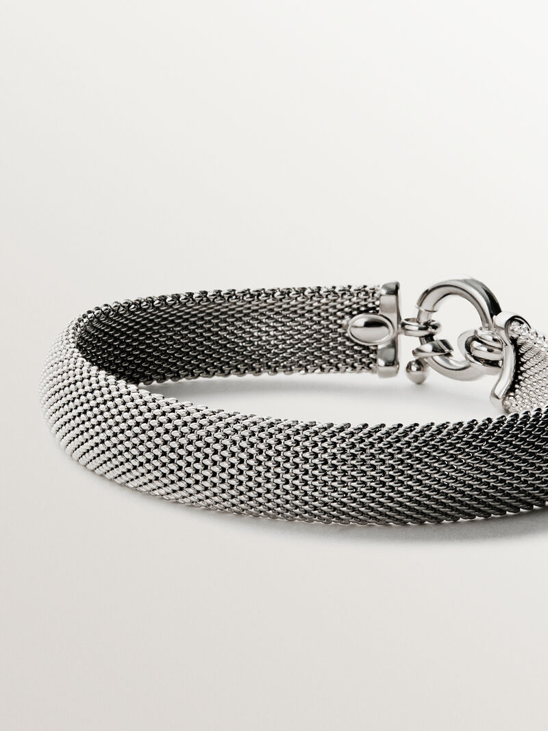 Rigid 925 silver bracelet with mesh image number 4
