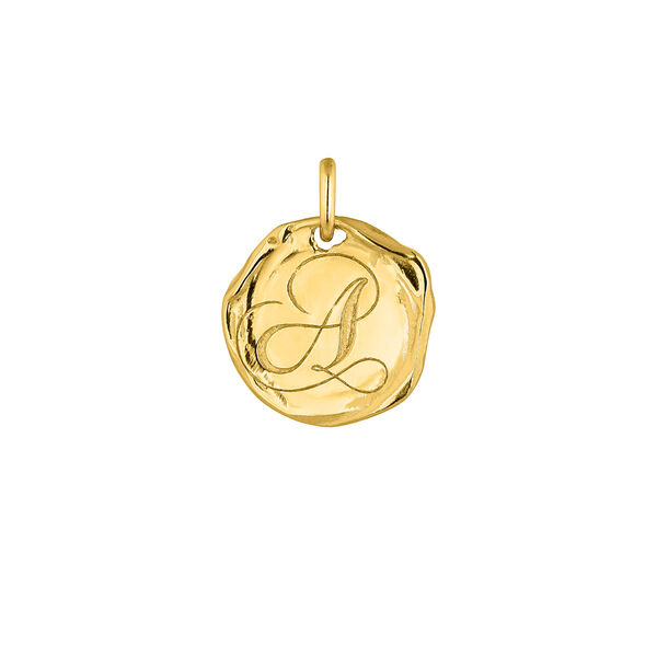 Gold-plated silver A initial medallion charm , J04641-02-A,hi-res