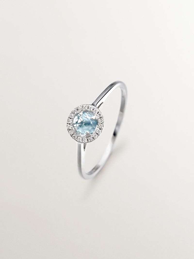 927 Silver ring with blue topaz and white sapphires image number 0