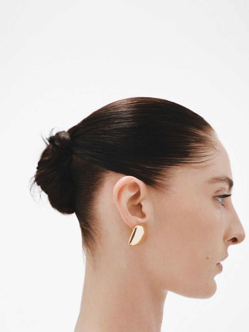 Square 18K yellow gold plated 925 silver earrings with polished effect image number 3