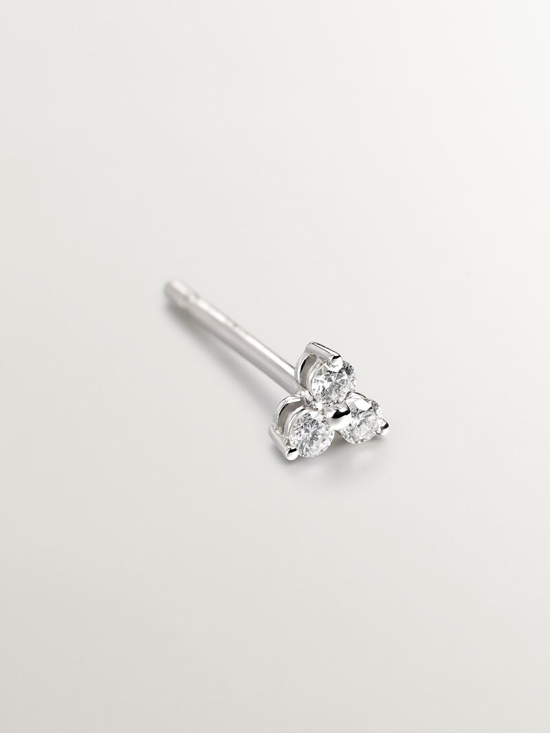 18K White Gold Diamond Clover Single Earring image number 2