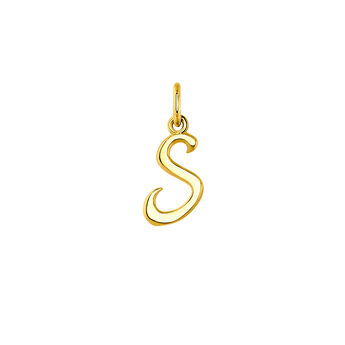 Gold-plated silver S initial charm  , J03932-02-S,hi-res