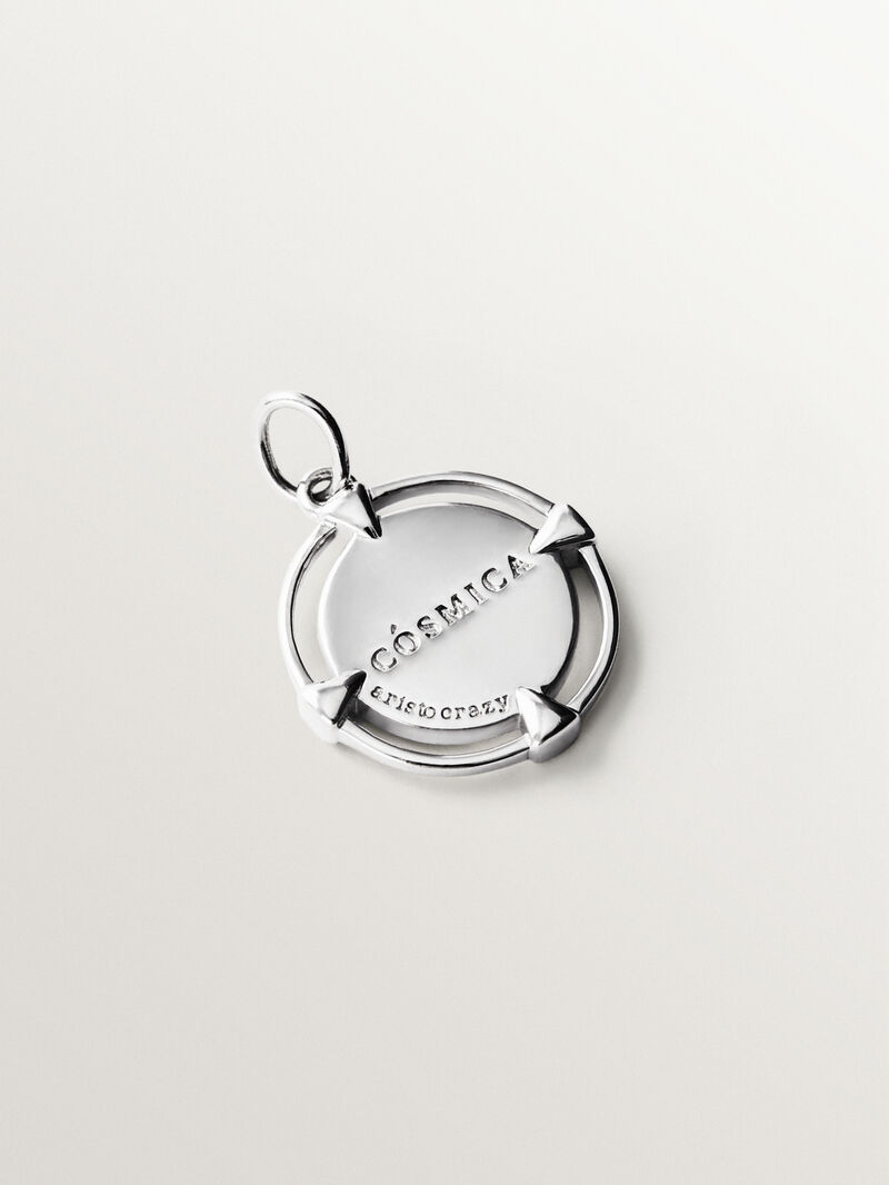 925 silver charm with black enamel detail and medal shape image number 2