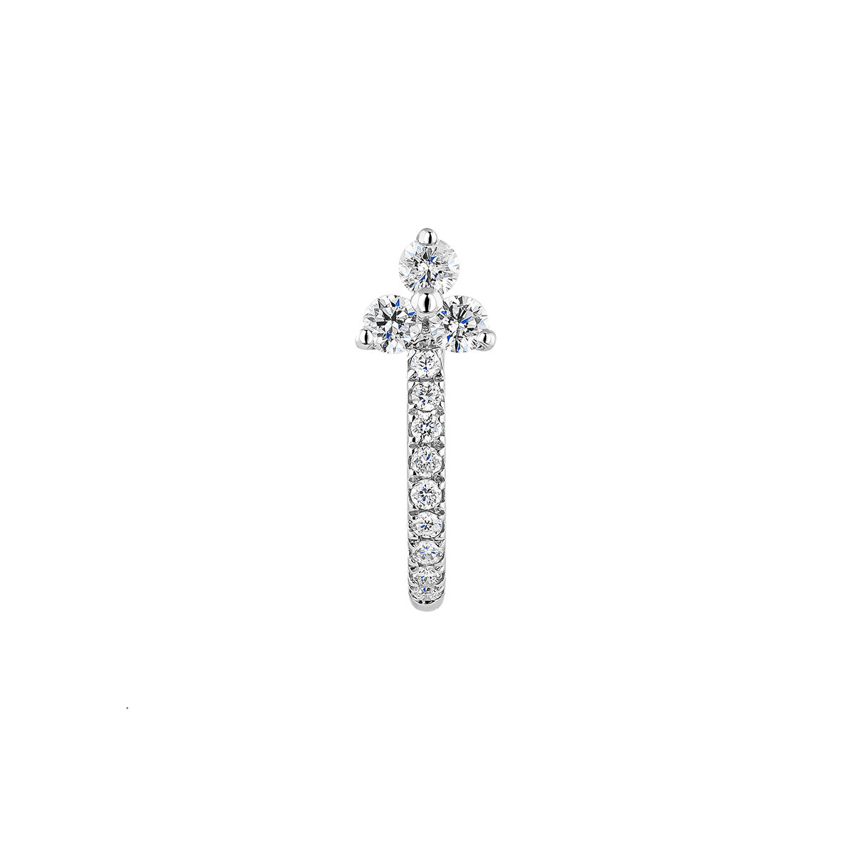 White gold diamond clover hoop earring , J04427-01-H, hi-res