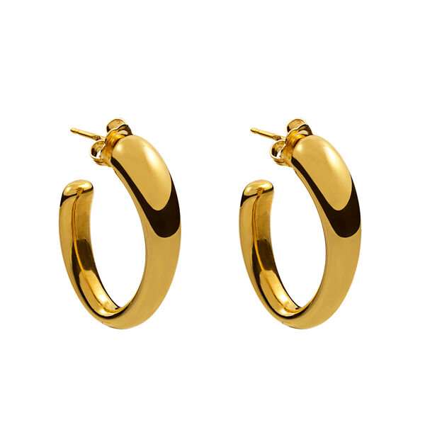 Boucles d'oreilles ovales moyennes argent plaqué or , J00800-02,hi-res