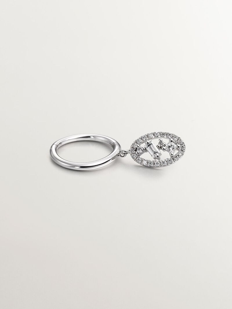 Individual 18K white gold earring with diamonds. image number 4