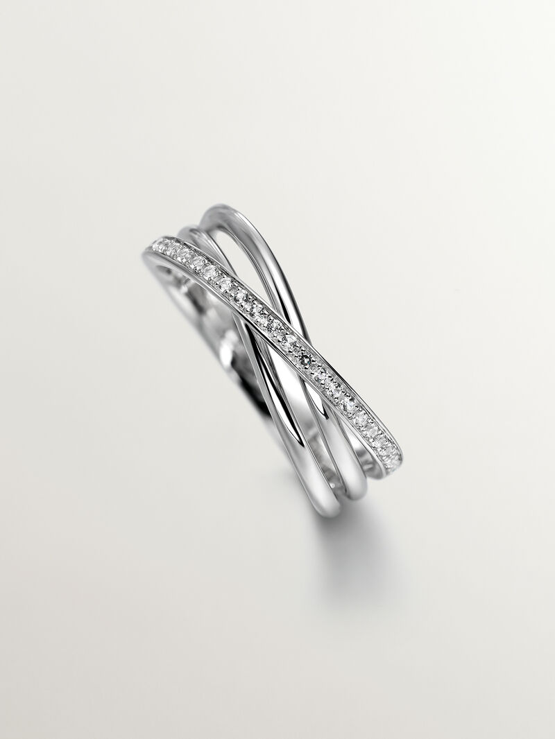 930 Silver Double Ring with White Topazes image number 4