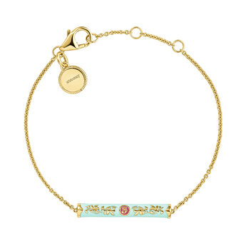 Bracelet en argent plaqué or 18 Kt avec motif chiffre cinq coloré, J05087-02-MUGRENA,hi-res