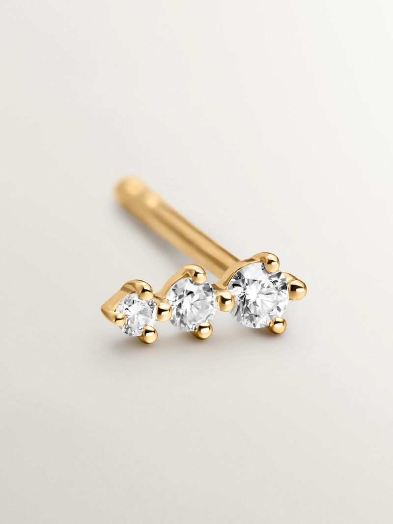18K yellow gold triple diamond single earring image number 0