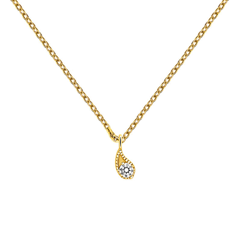 Yellow gold diamond necklace 0.061 ct , J03397-02, hi-res