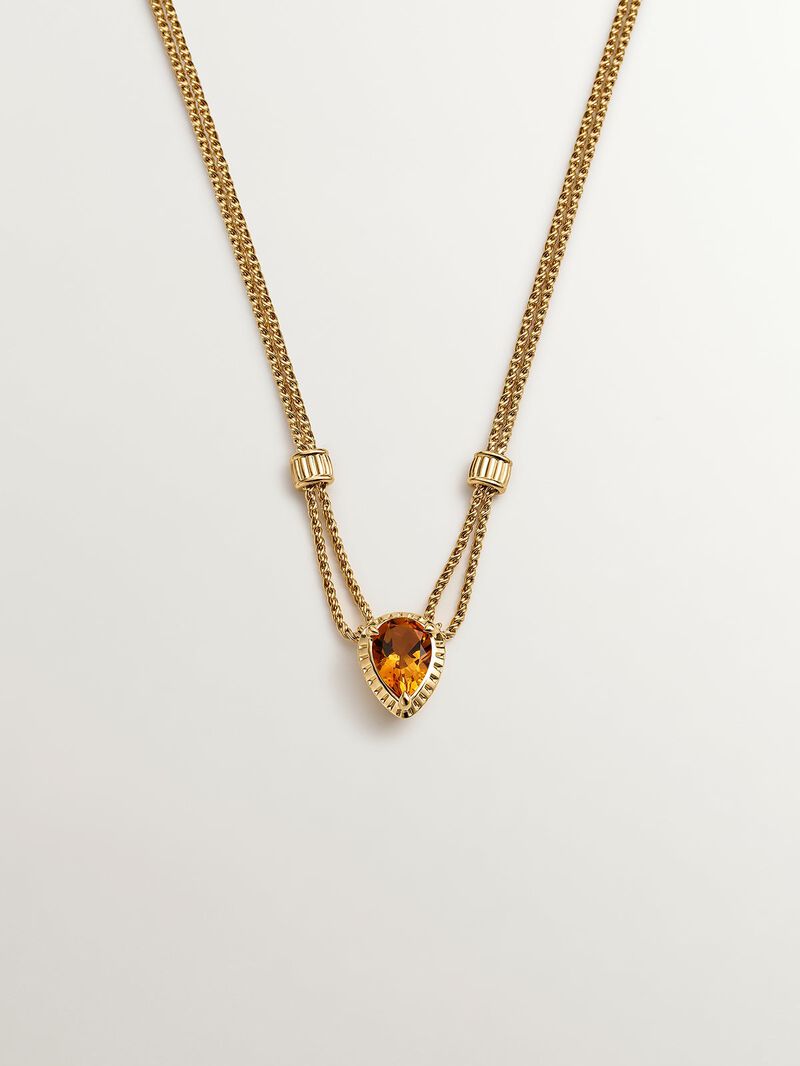 925 Silver pendant bathed in 18K yellow gold with yellow quartz image number 0