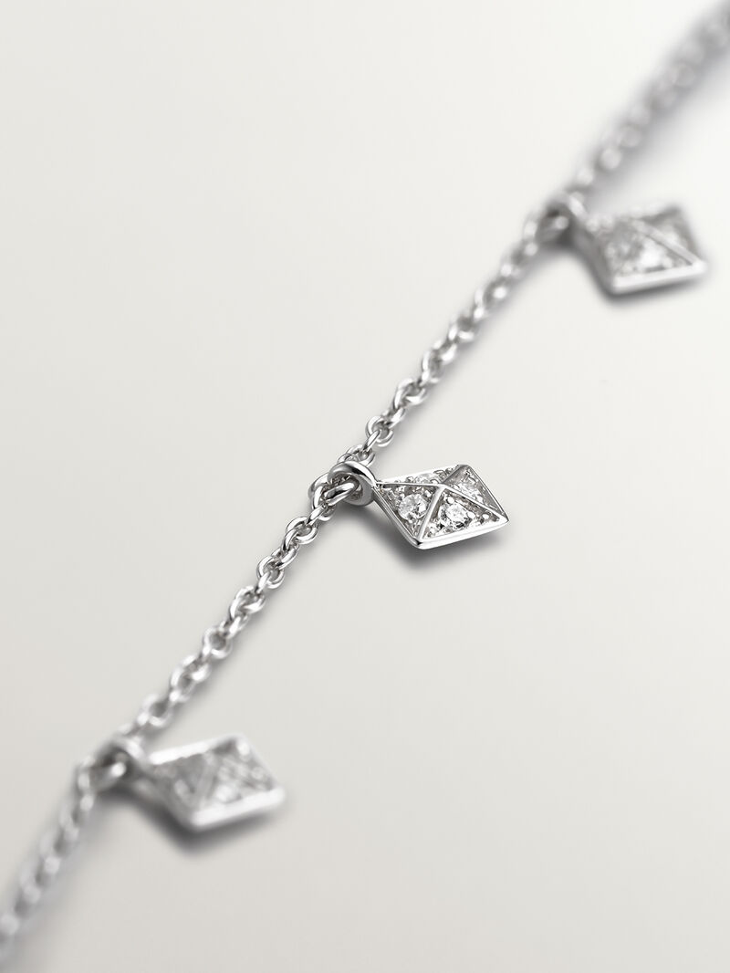 18K white gold necklace with geometric shapes and diamonds image number 7
