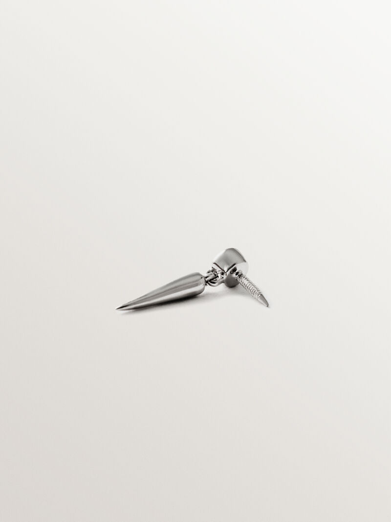 Individual 18K white gold earring with spike and diamond image number 1