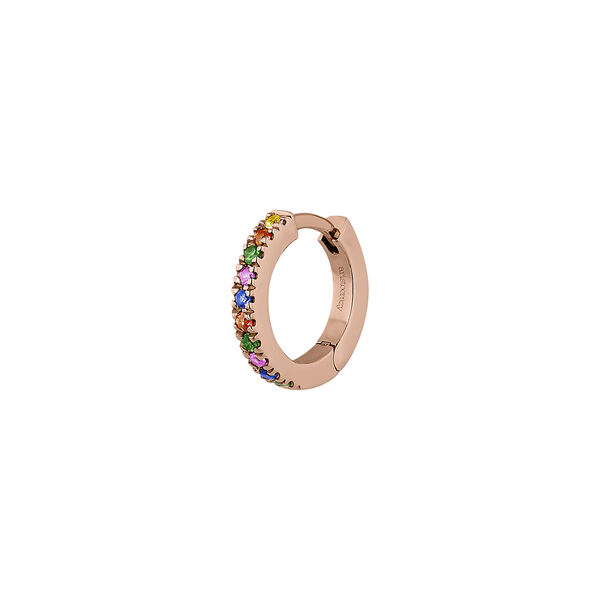 9 kt rose gold colored stones hoop earring piercing , J04334-03-MULTI-H, mainproduct