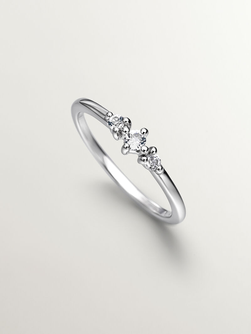 930 Silver Ring with White Topaz image number 4
