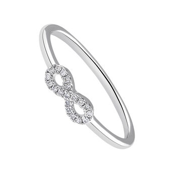 Gold infinity ring with diamonds 0.05 ct , J03019-01,hi-res