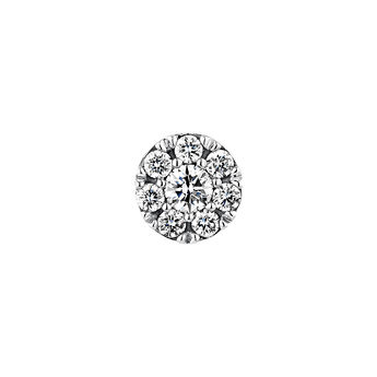 Single earring in 18k white gold with a central diamond (0.06ct) and a diamond rosette , J04206-01-14-H,hi-res