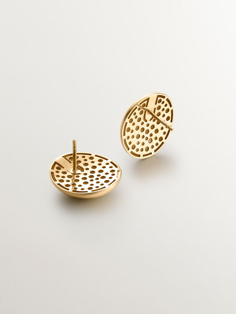18K yellow gold plated 925 silver earrings with round shape image number 6