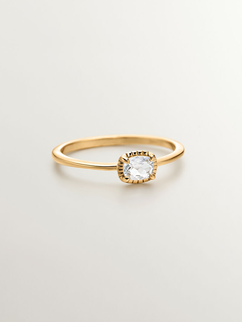 925 Silver ring bathed in 18K yellow gold with white topaz. image number 2