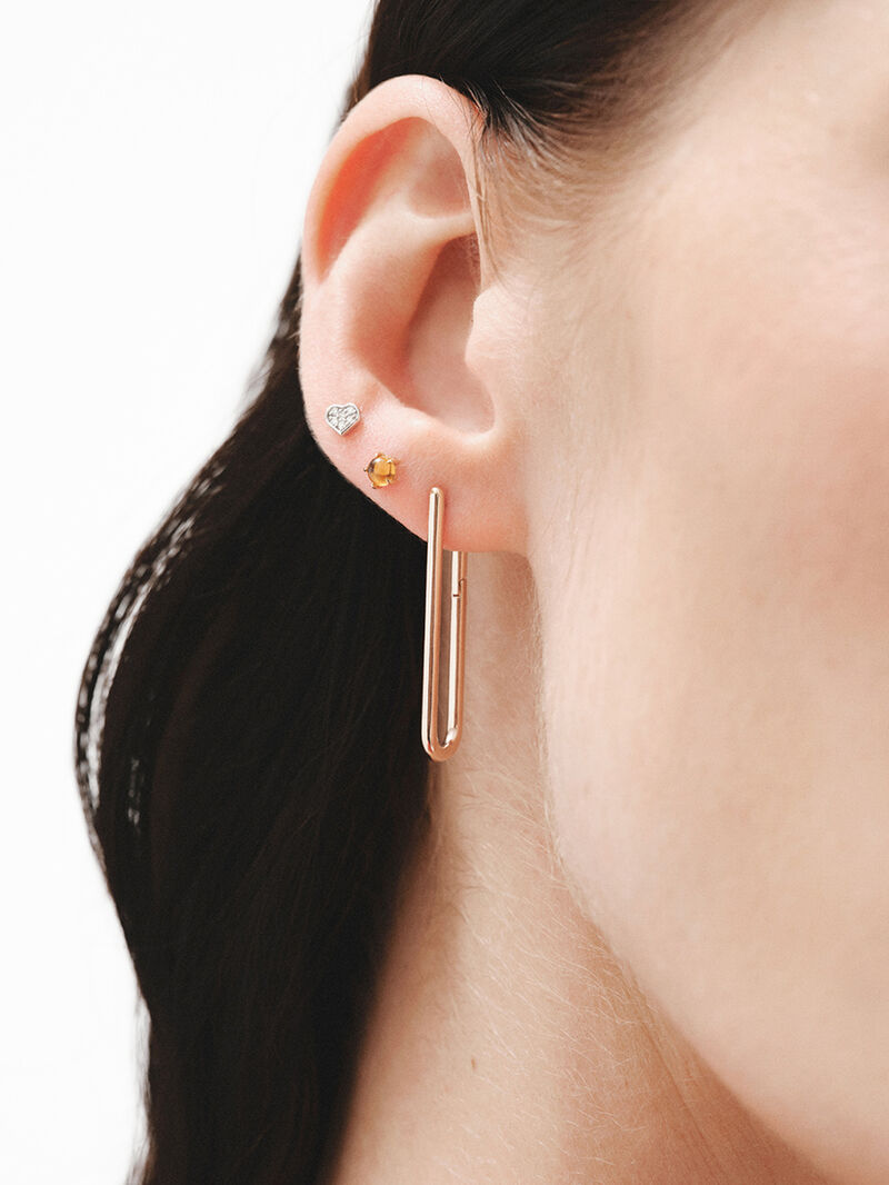 Extra long hoop earrings in 18K rose gold-plated 925 silver image number 5