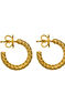 Gold plated silver galloned small hoop earrings , J01586-02