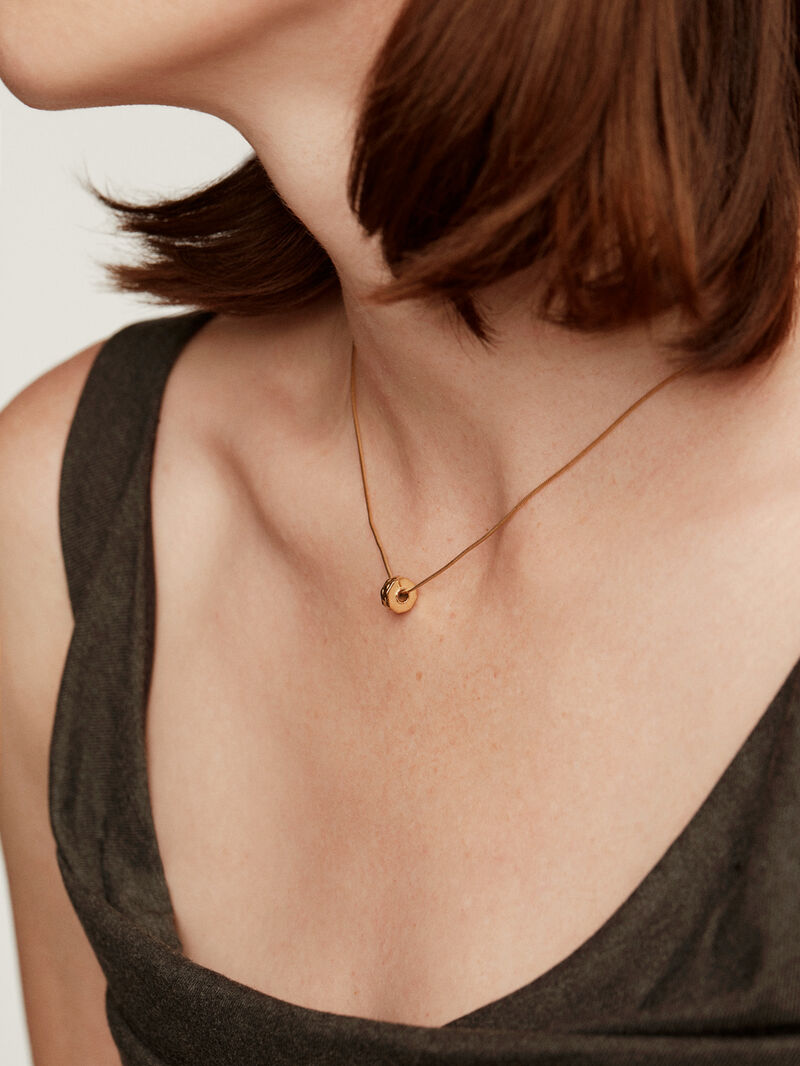 925 silver pendant bathed in 9k yellow gold with bearded links and geometric reason image number 1