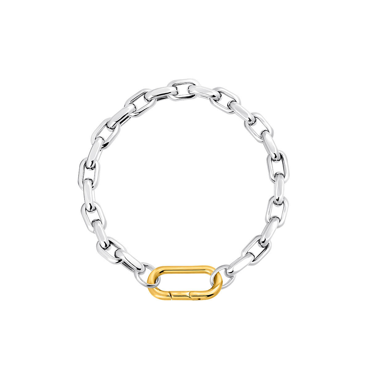 Bracelet avec une chaîne maille forçat en argent , J05336-01-19, hi-res