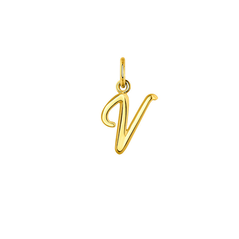 Gold-plated silver V initial charm  , J03932-02-V, hi-res