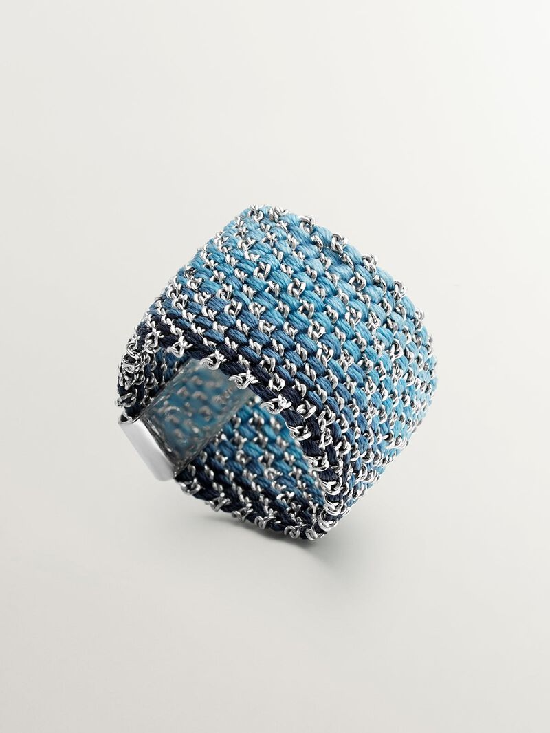 925 silver and silk mesh ring image number 4