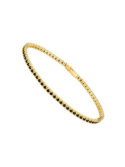 Bracelet RIVIERE en argent plaqué en or 18 K avec un spinelle noir, J05548-02-BSN,hi-res