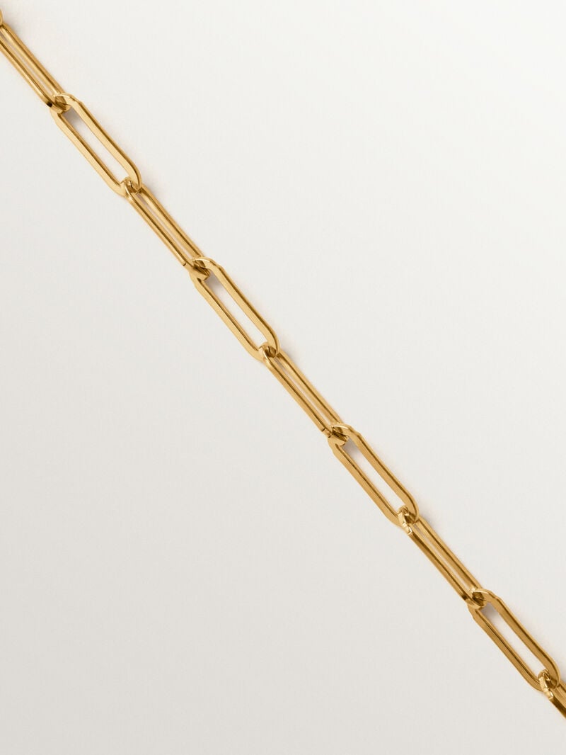 80 cm rectangular link chain made of 925 silver plated with 18K gold image number 2