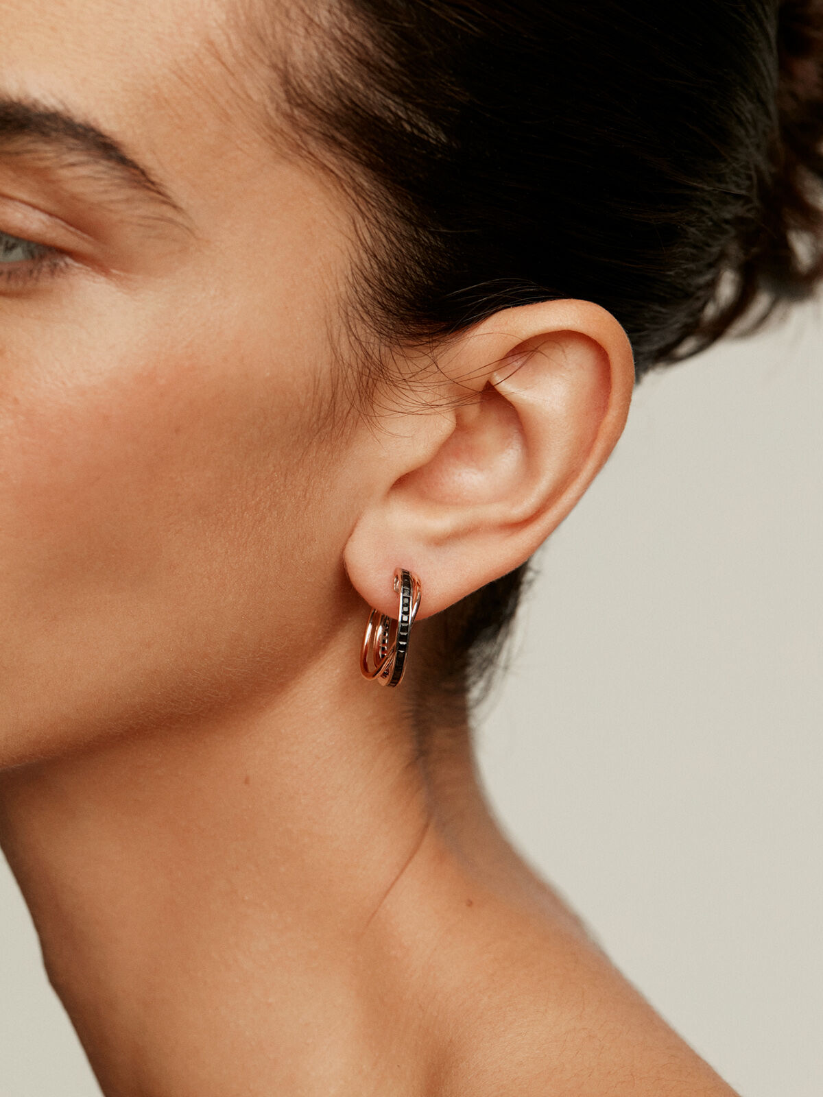 Triple hoop earrings silver store